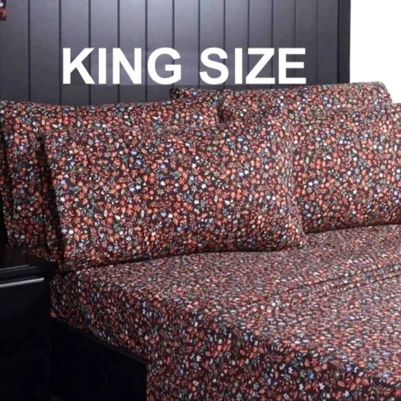 Charisma 6 Piece Microfiber Sheet Set - Floral Multi Color Pattern - KING Size - Picture 1 of 2
